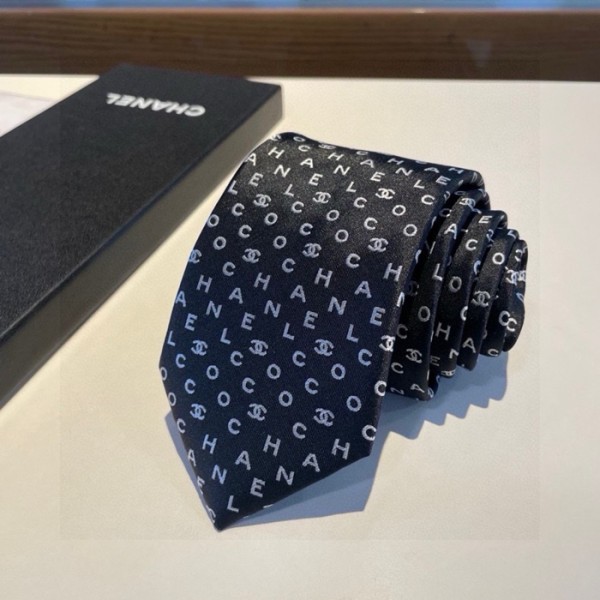 ✨CHANEL  MENS  NECKTIE BLACK -  샤넬 남성용 넥타이 블랙 CHAN0001