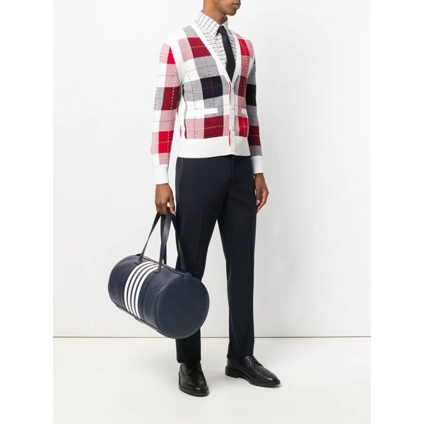 ✨Thom Browne 2019 Leather Mens Bag ,45cm - 톰브라운 2019 레더 나일론 여행용가방 THOB0070,45cm,네이비