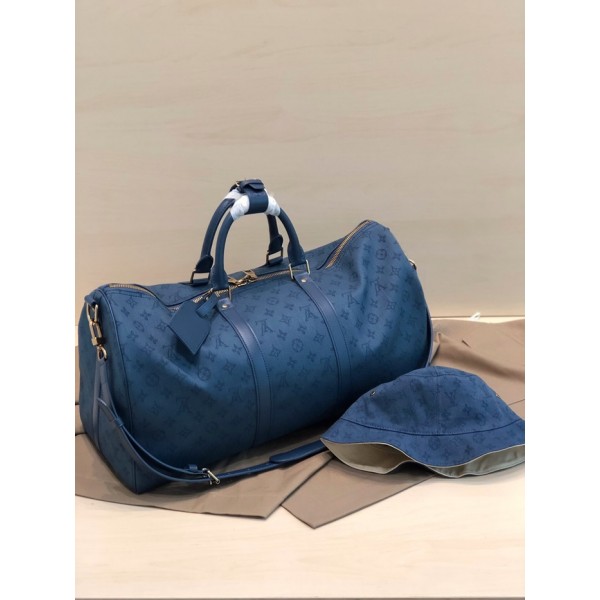 ✨Louis Vuitton 2019 Denim Monogram Bag,50cm - 루이비통 2019 데님 모노그램 남여공용 여행가방,M44645,LOUB1359 ,50 cm,블루