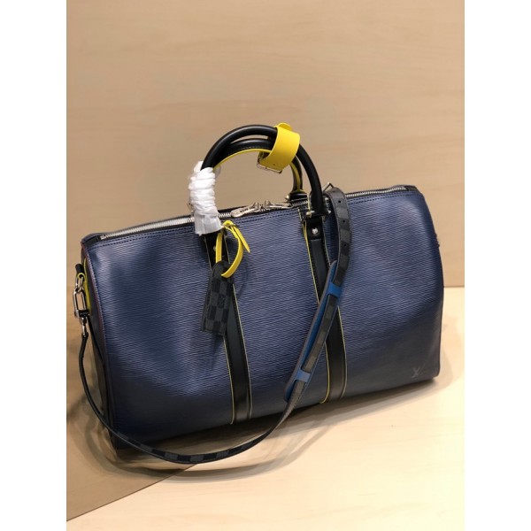 ✨Louis Vuitton Keepall Bandouliere Bag,45cm - 루이비통 키폴 반둘리에 남성용 여행가방,M51462,LOUB1423,45cm,블루