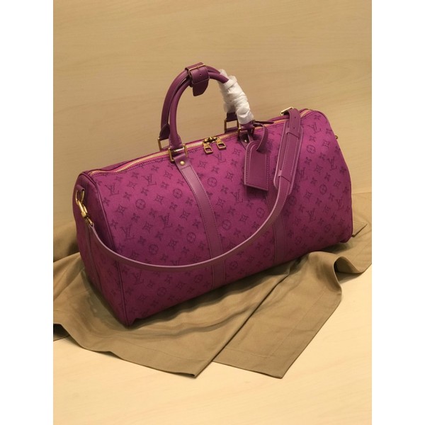 ✨Louis Vuitton 2019 Denim Monogram Bag,50cm - 루이비통 2019 데님 모노그램 남여공용 여행가방,M44645,LOUB1438 ,50 cm,퍼플