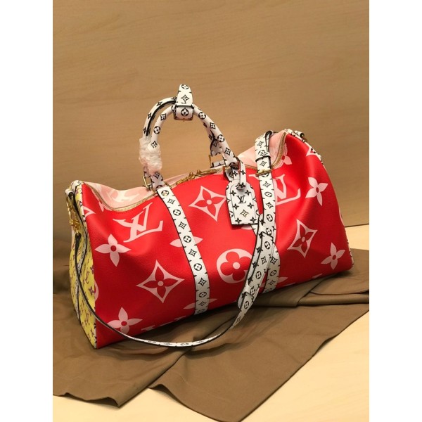 ✨Louis Vuitton 2019 Monogram Keepall Bandouliere Bag,50cm - 루이비통 2019 모노그램 키폴 반둘리에 남여공용 여행가방,M44590,LOUB1443 ,50 cm,레드