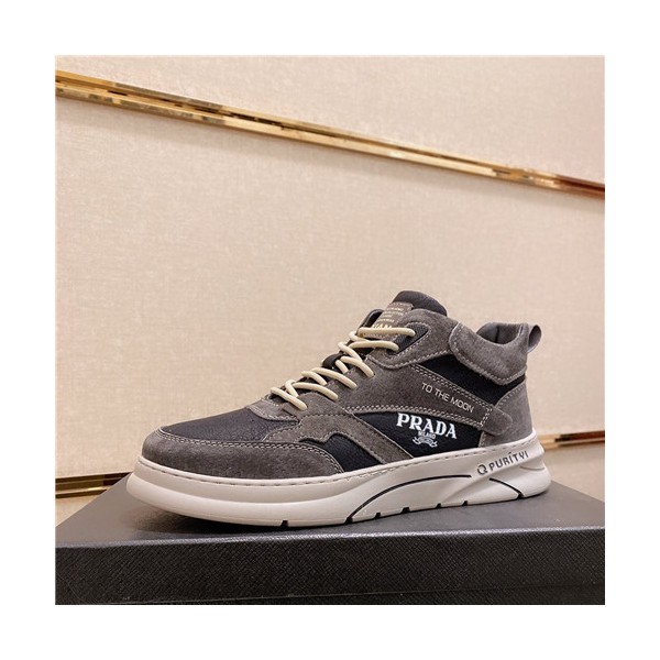 ✨Prada 2021 Men's Leather Running Shoes - 프라다 2021 남성용 레더 런닝슈즈,Size(240-270),PRAS0676,그레이