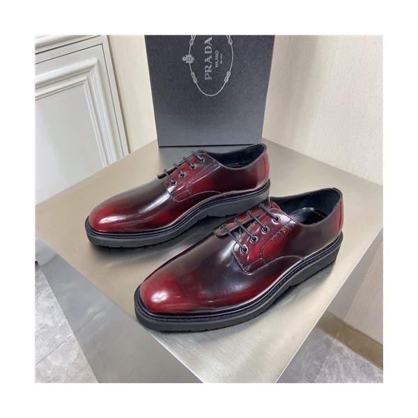 ✨Prada 2021 Men's Leather Derby Shoes,PRAS0810 - 프라다 2021 남성용 레더 더비슈즈,Size(240-270),레드