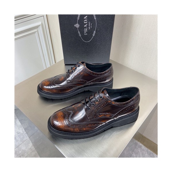 ✨Prada 2021 Men's Leather Derby Shoes,PRAS0812 - 프라다 2021 남성용 레더 더비슈즈,Size(240-270),브라운