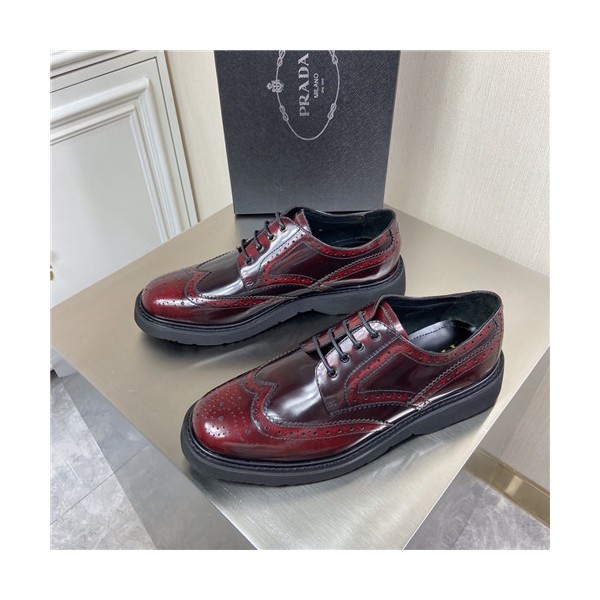 ✨Prada 2021 Men's Leather Derby Shoes,PRAS0813 - 프라다 2021 남성용 레더 더비슈즈,Size(240-270),레드