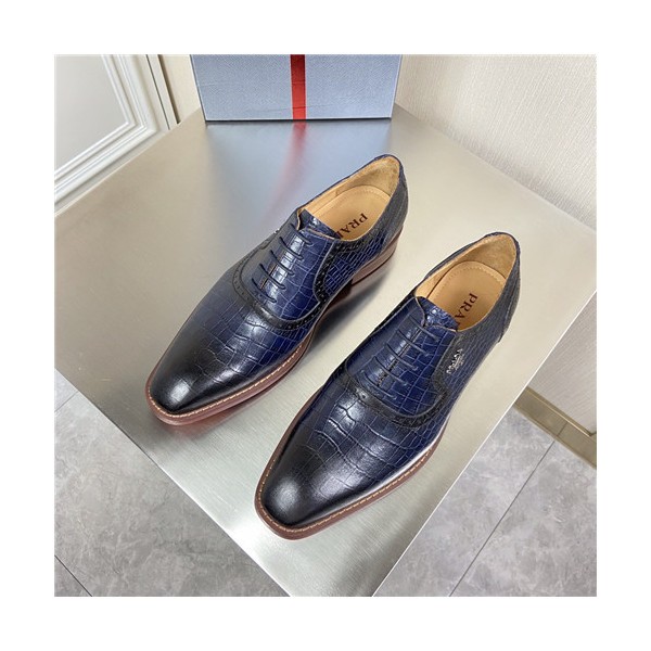 ✨Prada 2021 Men's Leather Oxford Shoes,PRAS0814 - 프라다 2021 남성용 레더 옥스퍼드 슈즈,Size(240-270),네이비