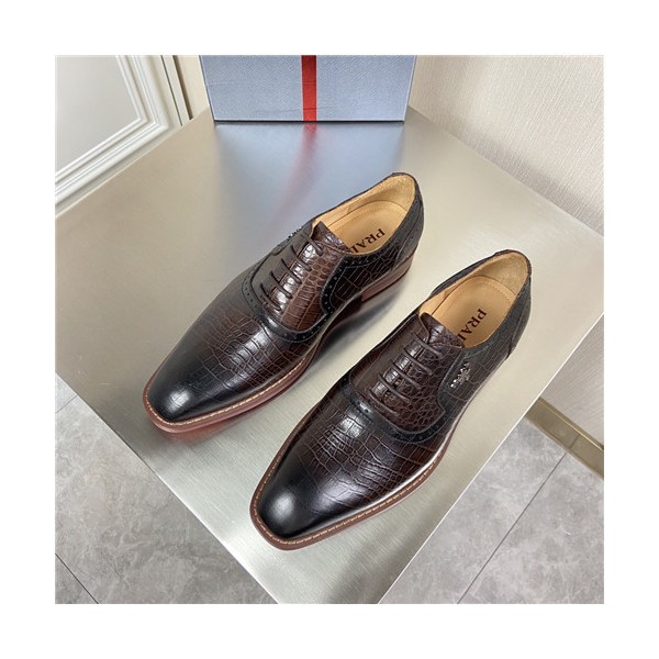 ✨Prada 2021 Men's Leather Oxford Shoes,PRAS0815 - 프라다 2021 남성용 레더 옥스퍼드 슈즈,Size(240-270),브라운