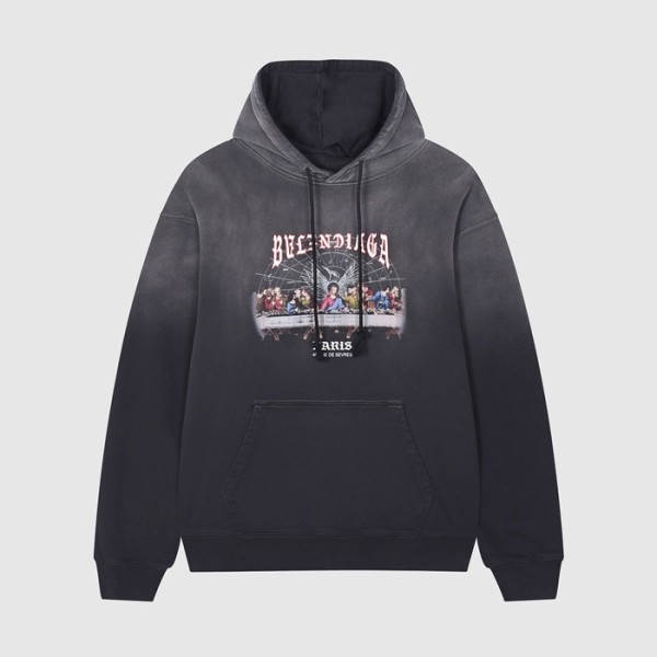 ✨발렌시아가 남/여 캐쥬얼 블랙 후드티 - Unisex Black Hoodie - bal01686x