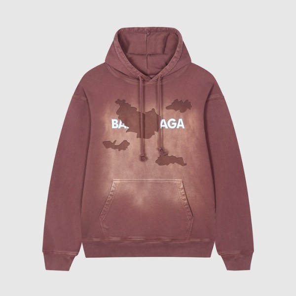 ✨발렌시아가 남/녀 캐쥬얼 버건디 후드티 - Balenciaga Unisex Burgundy Hoodie - bal01704x