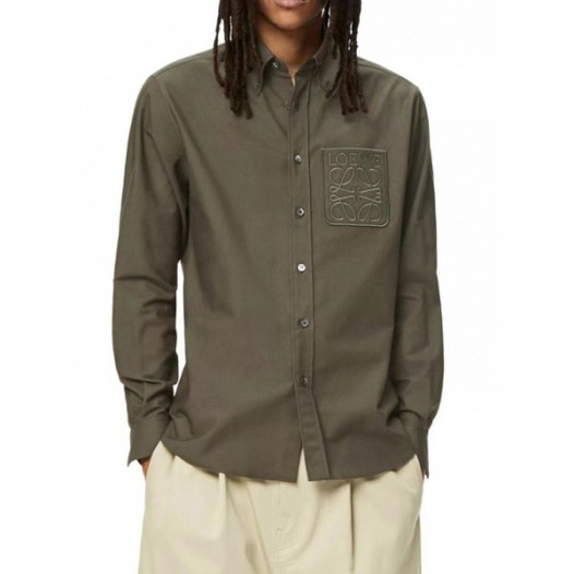 ❤로에베 남성 클래식 카키 셔츠 - Loewe Mens Khaki Tshirts - loe0655x
