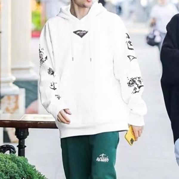 ✨프라다 남성 캐쥬얼 화이트 후드티 - Prada Mens White Hoodie - pra02882x