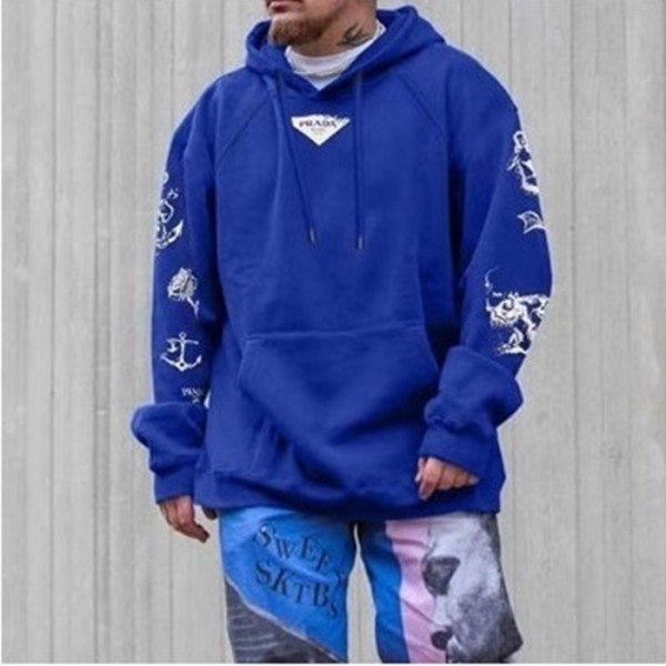 ✨프라다 남성 캐쥬얼 블루 후드티 - Prada Mens Blue Hoodie - pra02884x