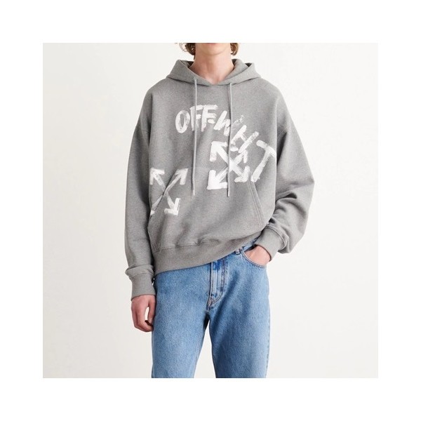 ✨오프화이트 남성 캐쥬얼 그레이 후드티 - Off-white Mens Gray Hoodie - off0873x