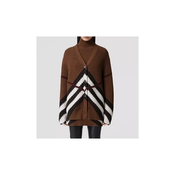 ✨버버리 여성 브이넥 브라운 가디건 - Burberry Womens Brown Cardigan - bur04604x