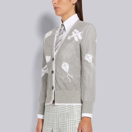 ❤톰브라운 여성 브이넥 그레이 가디건 - Thom Browne Womens Gray Cardigan - th11x