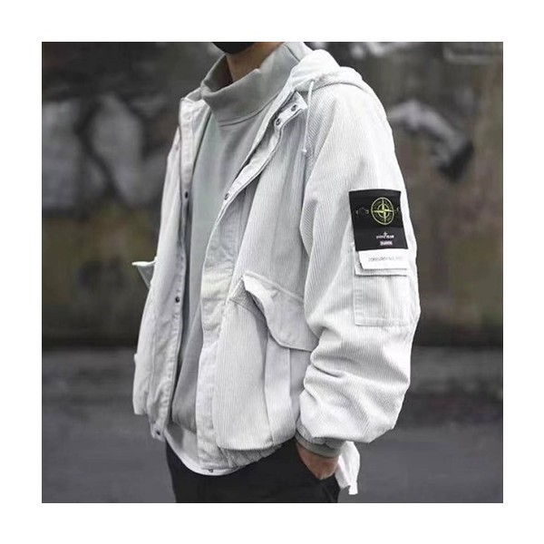✨스톤아일랜드 남성 캐쥬얼 화이트 자켓 - Stone Island Mens White Jackets - sto542x