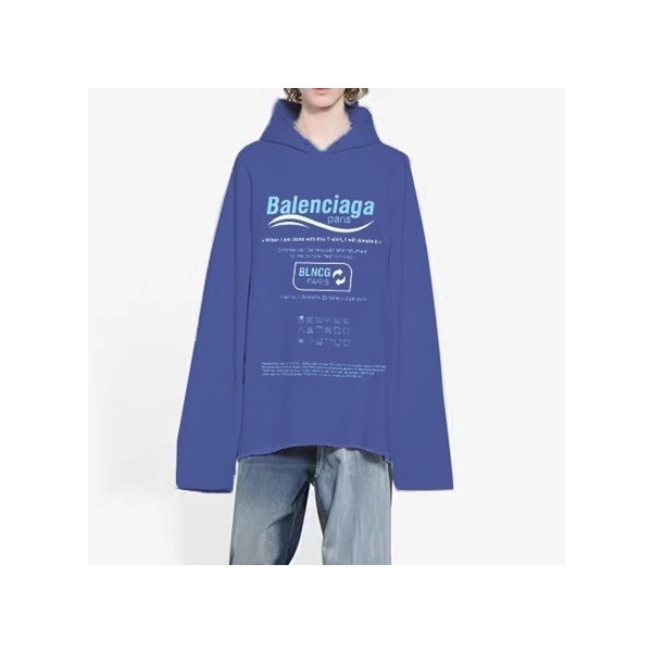✨발렌시아가 남/녀 캐쥬얼 블루 후드티 - Balenciaga Unisex Blue Hoodie - ba16x