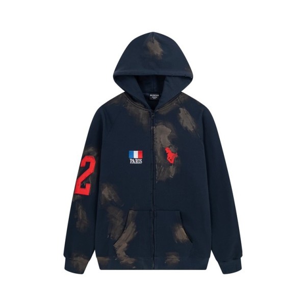 ✨발렌시아가 남/녀 네이비 집업 후드티 - Balenciaga Unisex Navy Hoodie - ba80x