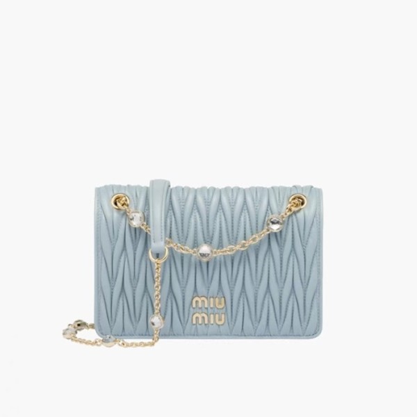 ✨미우미우 여성 블루 마트라세 크로스백 - MiuMiu Womens Blue Matelasse Bag - miu0253x