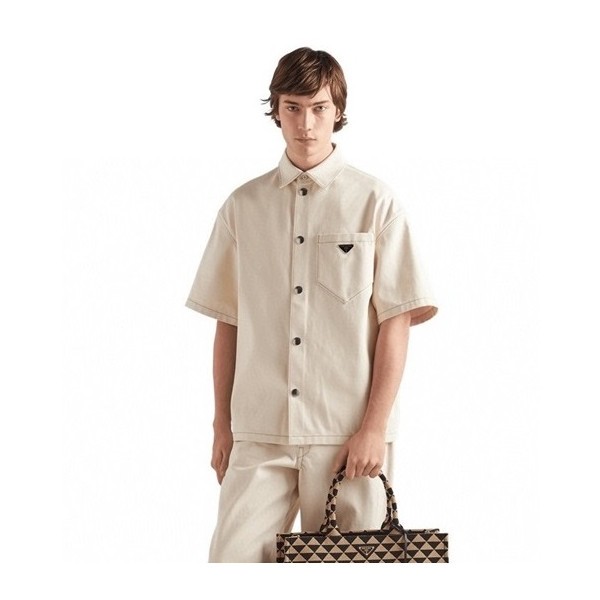 ✨프라다 남성 베이지 반팔 셔츠  - Prada Mens Beige Short sleeved Tshirts - pr380x