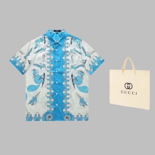 ❤구찌 남성 트렌디 블루 반팔 셔츠 - Gucci Mens Blue Short sleeved Tshirts - gu741x