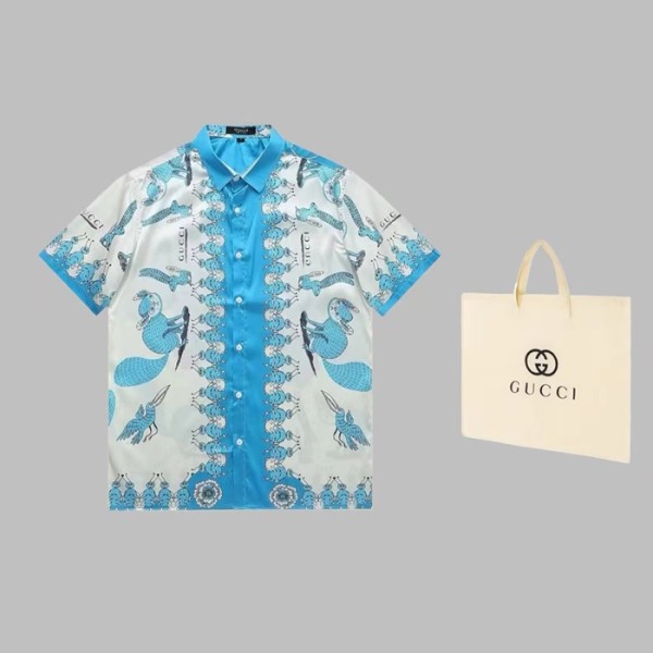 ✨구찌 남성 트렌디 블루 반팔 셔츠 - Gucci Mens Blue Short sleeved Tshirts - gu741x