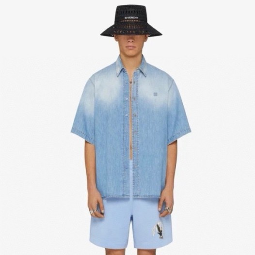 ❤지방시 남성 블루 반팔 셔츠 - Givenchy Mens Blue Shirts - gi288x