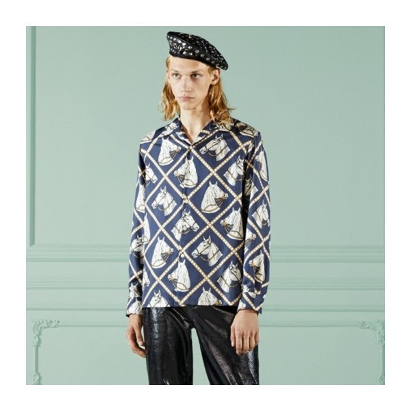 ✨구찌 남성 트렌디 네이비 셔츠 - Gucci Mens Navy Shirts - gu827x