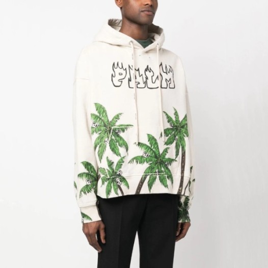 ❤팜 엔젤스 남성 아이보리 후드티 - Palm Angels Mens Ivory Hoodie - pam410x
