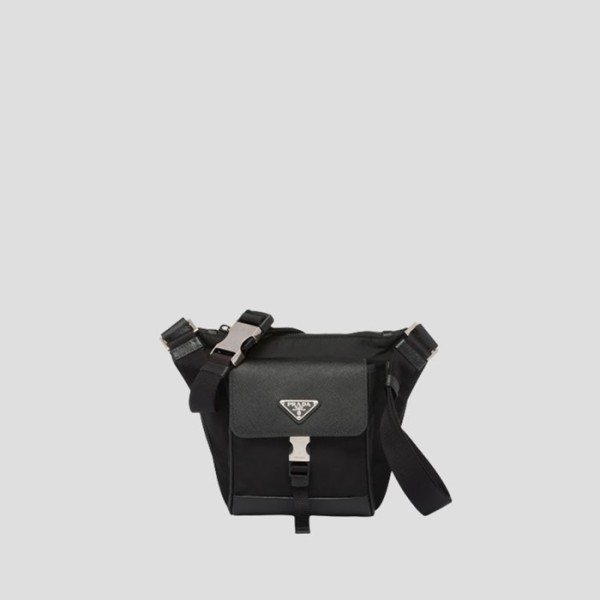 ✨프라다 남성 리나일론 및 사피아노 가죽 숄더 백2VH160【매장-200만원대】 - Prada Mens Black Cross Bag - pr705x