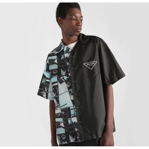 ✨프라다 남성 모던 블랙 반팔 셔츠 - Prada Mens Black Short sleeved Shirts - pr733x