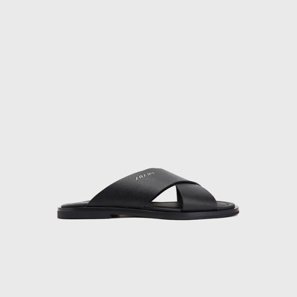 ✨프라다 남성 크로스 스트랩 슬리퍼 【매장-140만원대】 - Prada Mens Black Slippers - pr734x