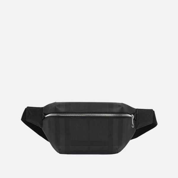 ✨버버리 남/녀 런던 체크 레더 벨트백 【매장-150만원대】 - Burberry Unisex Black Hip-sack - bu305x