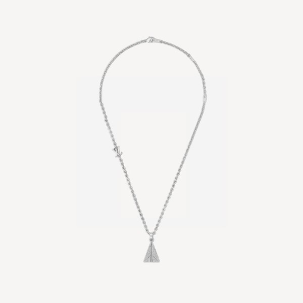 ✨루이비통 LV 남성 페이퍼플레인 목걸이 M01034 【매장-130만원대】 - Louis vuitton Mens White Gold Necklace - acc226x