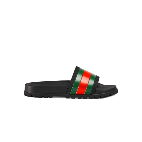 ✨구찌 남/녀 웹 블랙 슬라이드 샌들 【매장-80만원대】 - Gucci Unisex Black Slippers - gu1014x