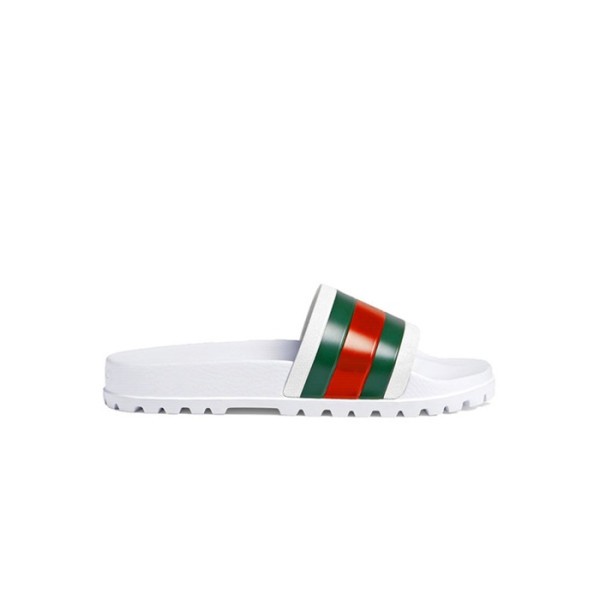 ✨구찌 남/녀 웹 화이트 슬라이드 샌들 【매장-80만원대】 - Gucci Unisex White Slippers - gu1015x