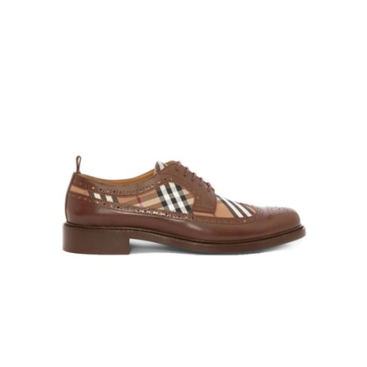 ❤버버리 남성 빈티지 체크 패널 레더 더비 브라운 슈즈 【매장-120만원대】 - Burberry Mens Brown Oxford - bu302x