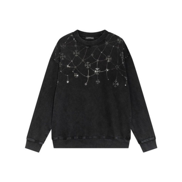 ✨크롬하츠 남성 블랙 맨투맨 - Chrome Hearts Mens Black Tshirts - ch205x