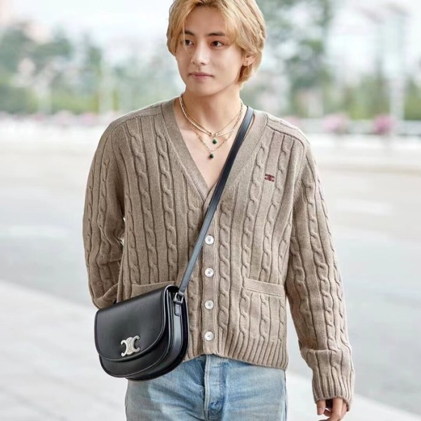 ✨셀린느 남/녀 카키 브이넥 가디건 - Celine Unisex Khaki Cardigan - ce218x