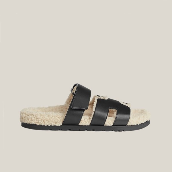 ✨에르메스 여성 시프레 울스킨 샌들 【매장-200만원대】 - Hermes Womens Black Slippers - he382x