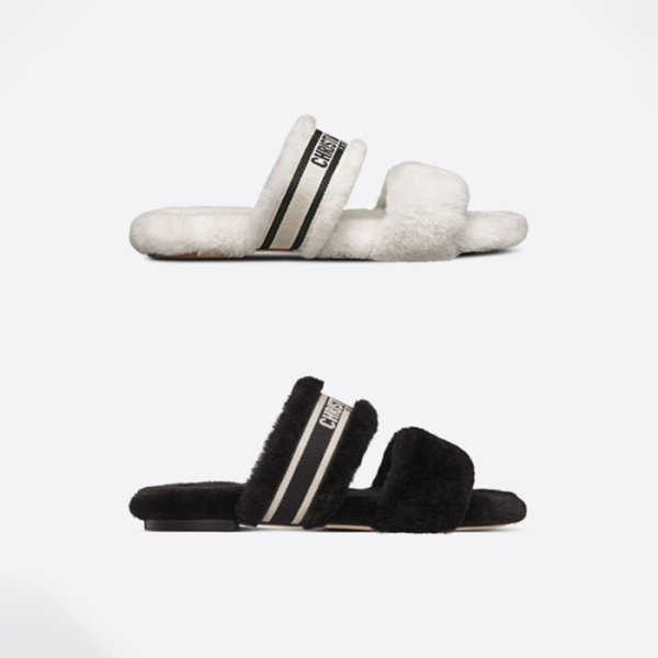 ✨디올 여성 시어링 뮬 슬리퍼 KDQ734ESK 【매장-130만원대】 - Dior Womens Black Slippers - di767x