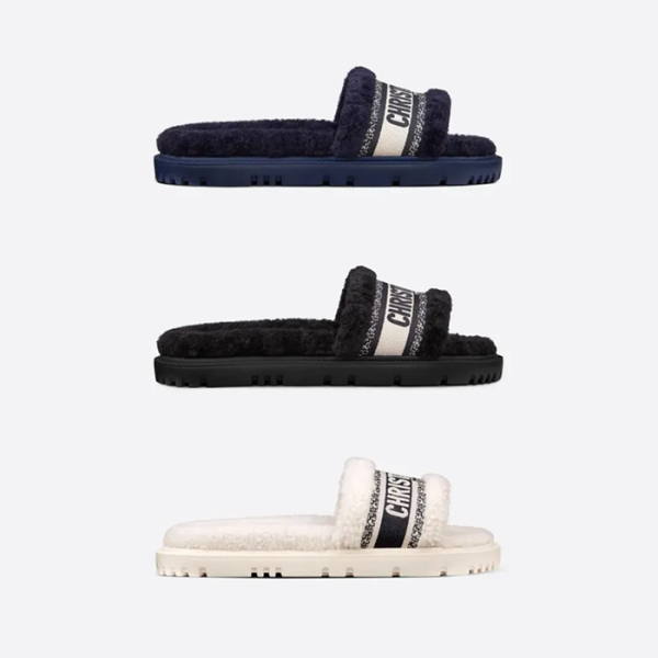 ✨디올 여성 드웨이 슬라이드 시어링 슬리퍼 KCQ551ESK 【매장-160만원대】 - Dior Womens Black Slippers - di771x