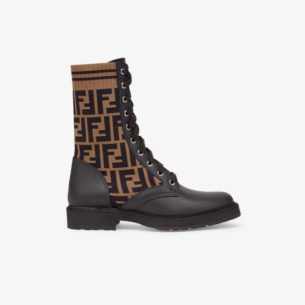 ✨펜디 여성 로코코 패브릭 가죽 바이커 부츠【매장-150만원대】 - Fendi Womens Brown Boots - fe534x