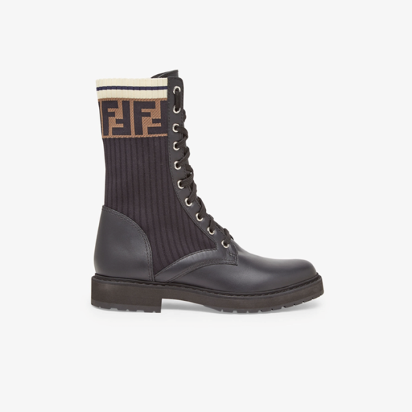 ✨펜디 여성 로코코 패브릭 가죽 바이커 부츠【매장-150만원대】 - Fendi Womens Brown Boots - fe535x