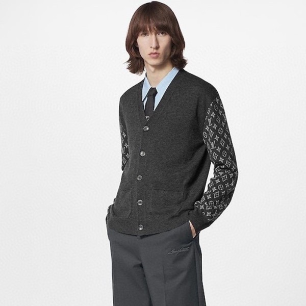✨루이비통 남성 브이넥 그레이 가디건 - Louis vuitton Mens Gray Cardigan - lv1992x