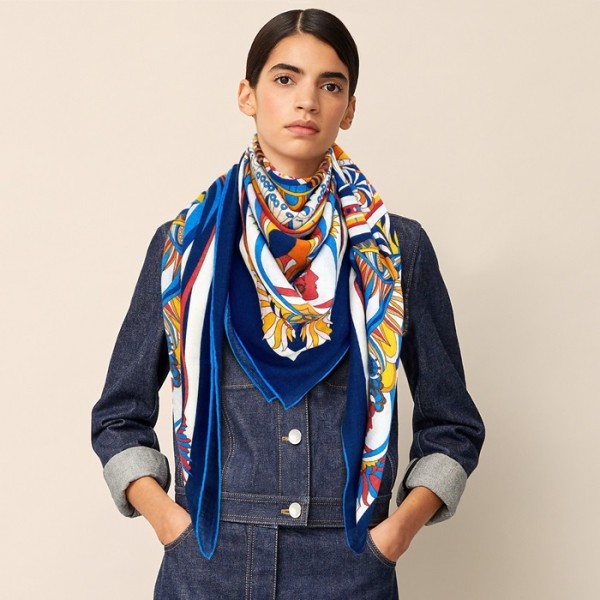 ✨에르메스 여성 블루 스카프 - Hermes Womens Blue Scarf - he507x