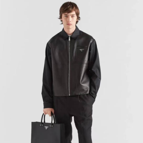 ✨프라다 남성 모던 블랙 가죽 자켓 - Prada Mens Black Jackets - pr810x