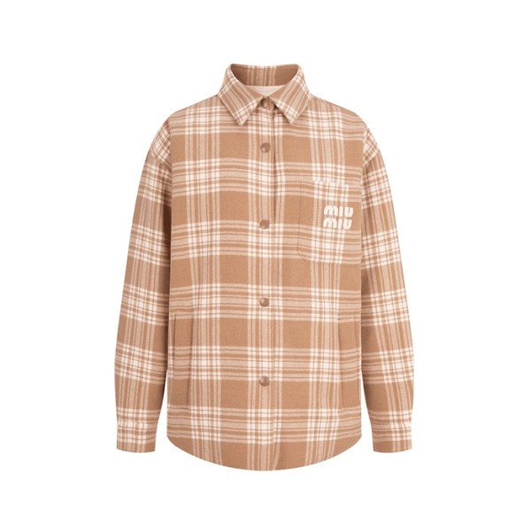 ✨미우미우 남/녀 베이지 다운 셔츠 - Miumiu Unisex Beige Down Shirts - miu326x