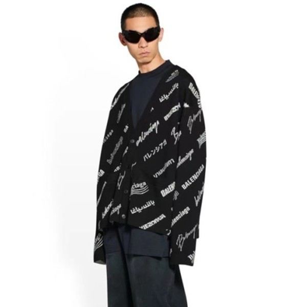 ✨발렌시아가 남성 블랙 브이넥 가디건 - Balenciaga Mens Black Cardigan - ba832x